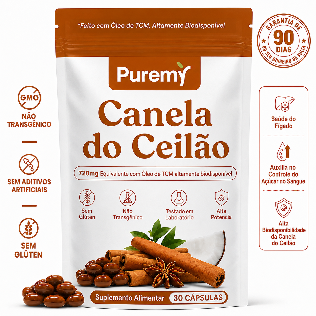 Canela do Ceilão 7200mg - Óleo MCT