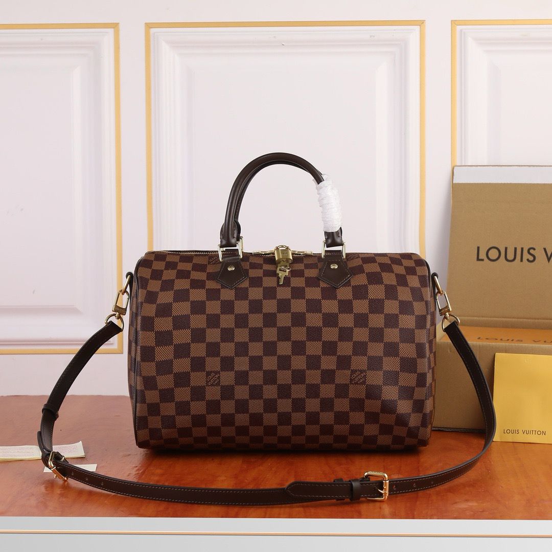Lv Speedy Bandoulière Damier Ébène.