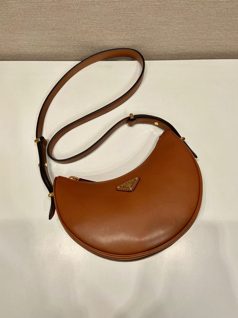 Prada Arqué Leather Brandy