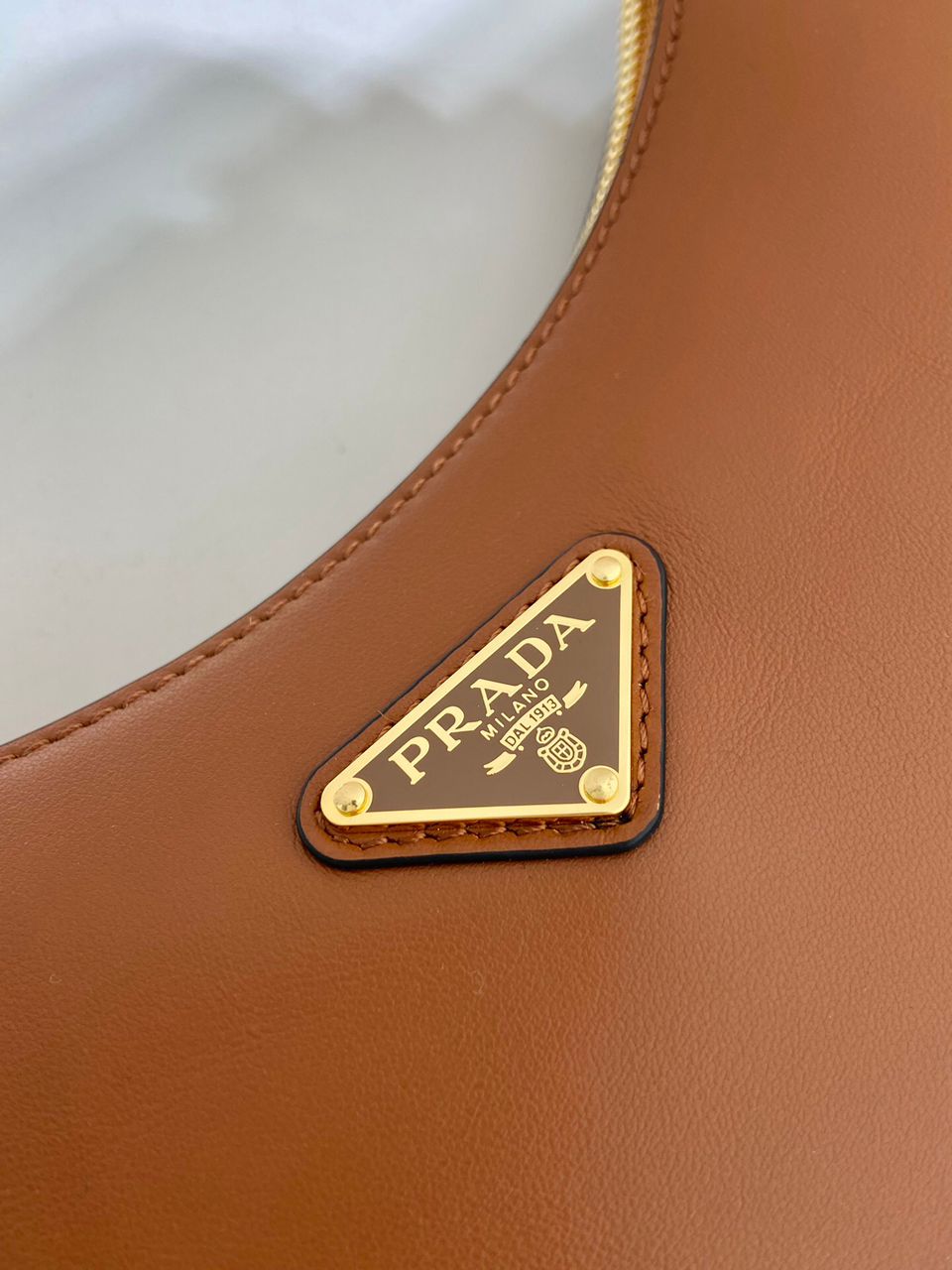 Prada Arqué Leather Brandy