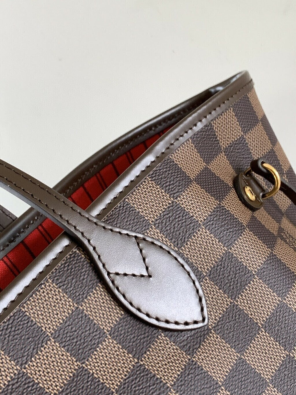 Lv Neverfull Inside Out MM Brown and Red.