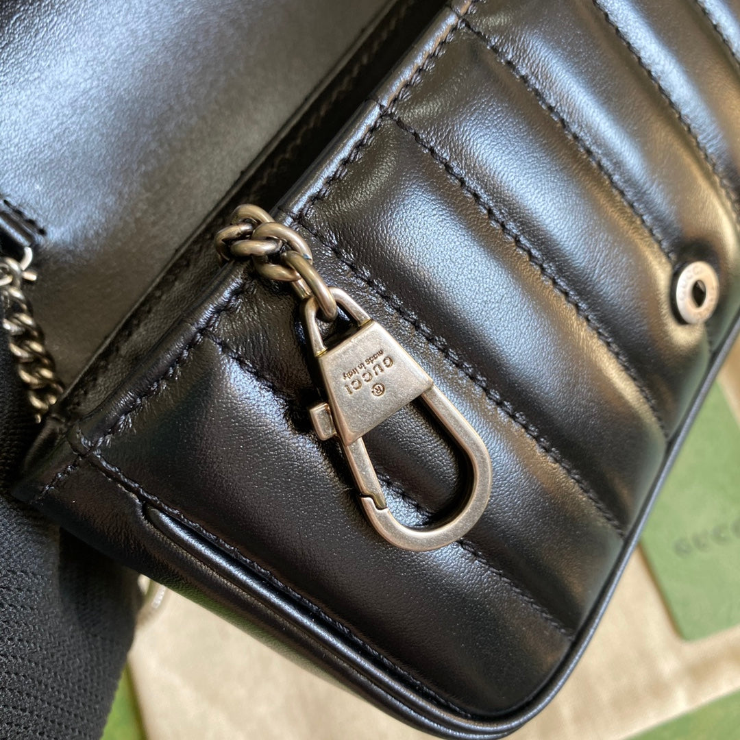 Gucci GG Marmont Matelasse Super Mini Bag Black.
