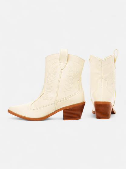 Bota Texana Salto Grosso Cano Baixo Bordada