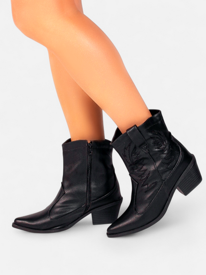 Bota Texana Salto Grosso Cano Baixo Bordada