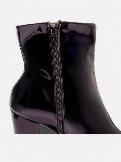 Bota Verniz Cano Curto Salto Bloco