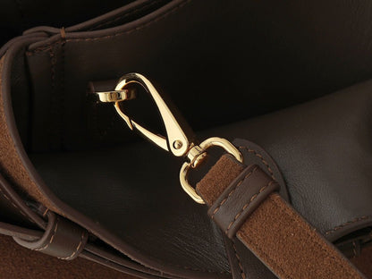 BOLSA PRADA SCAMOSCIATO CAMURÇA BUCKLE BEGE