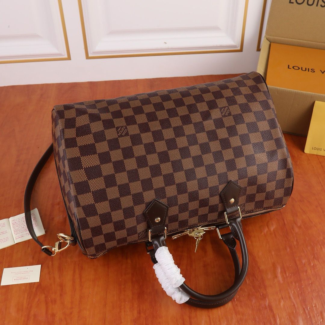 Lv Speedy Bandoulière Damier Ébène.