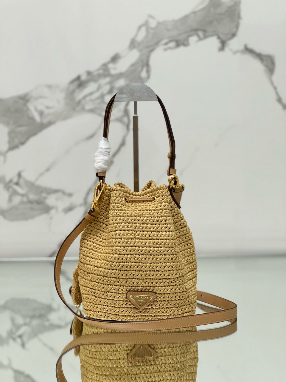 Prada Raffia Mini Bucket