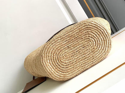 Bolsa CELINE Medium supple panier in raffia and calfskin