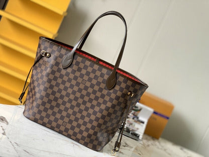 Lv Neverfull Inside Out MM  Brown and Red.