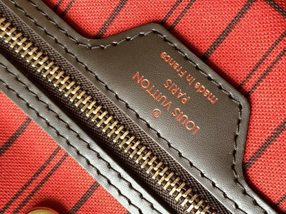 Lv Neverfull Inside Out MM  Brown and Red.